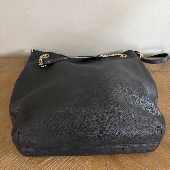 Michael Kors Black Leather Gold Chain Jet Set Hobo Shoulder Tote Crossbody - Picture 5 of 6